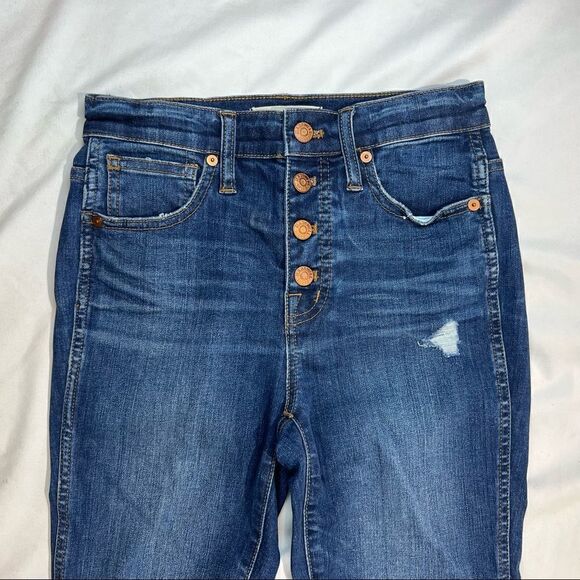 Madewell 10" High-Rise Skinny Jeans: Drop-Hem Edition Button Fly Blue Washed 25 - Picture 3 of 10